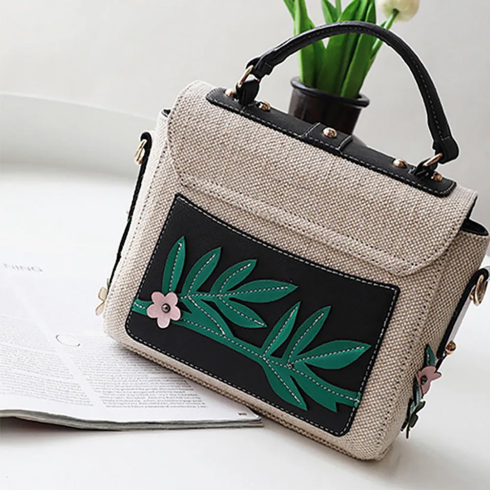 Women Handbag Fashion Canvas Patchwork Birds And Flowers Shoulder Casual Bag Messenger Exquisite Crossbody Letter Designer