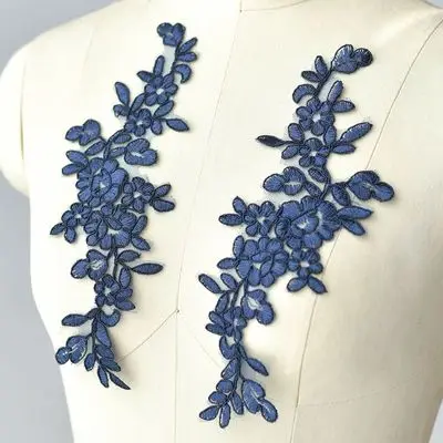 

10 pieces / bag deep blue embroidery lace accessories clothes decorative flower patch handmade diy material shoes decals