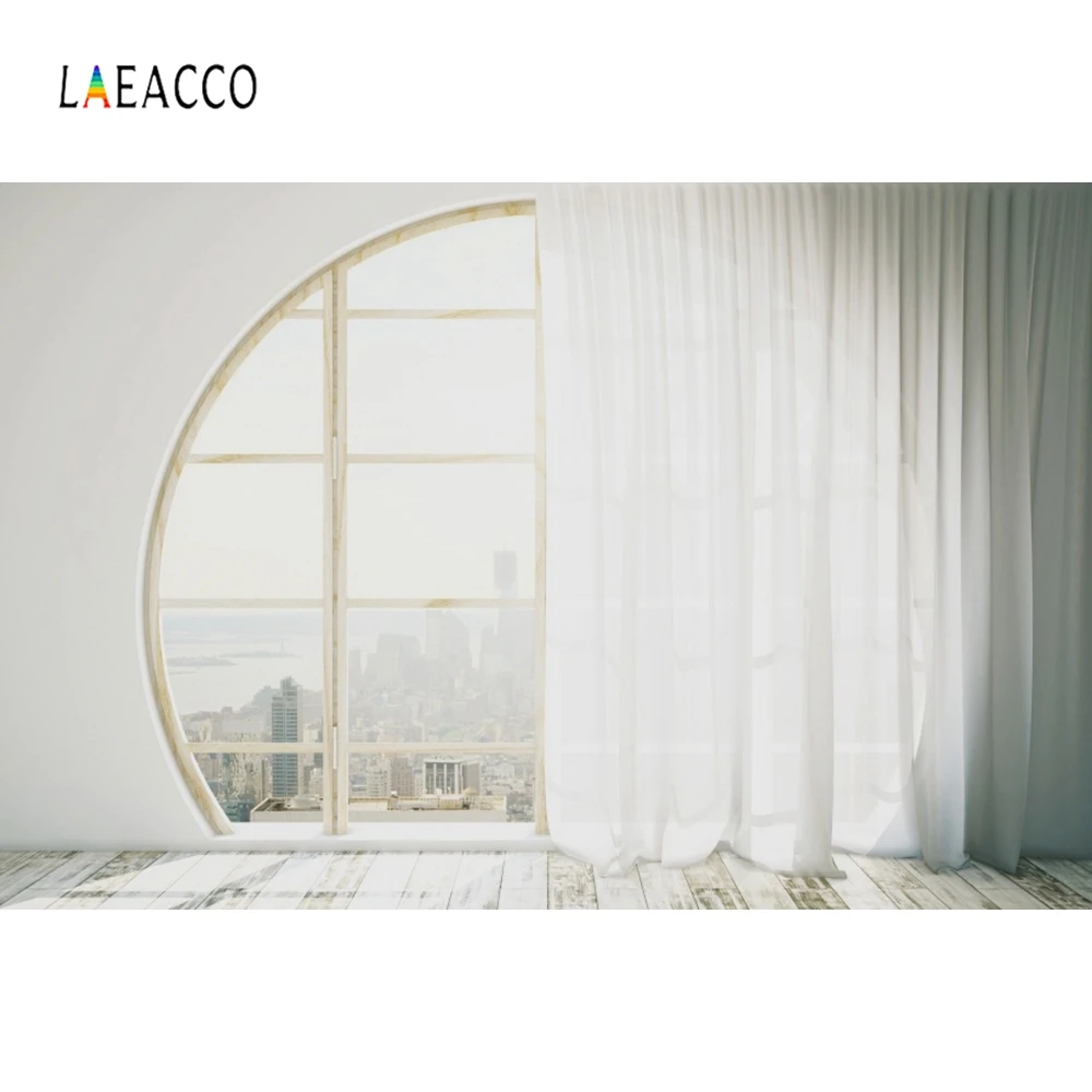 Laeacco Интерьер Белый дом занавески Солнечный пол фотографии фоны индивидуальные