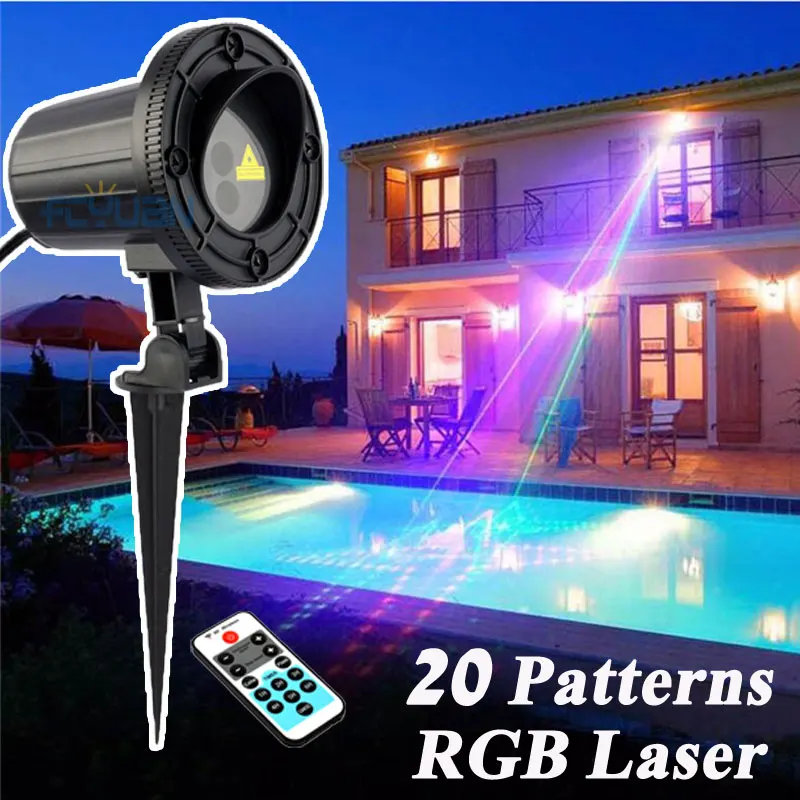 

RGB 20 patterns Christmas Lights Outdoor Laser Projector Garden Landscape Festival Lamps Waterproof IP65