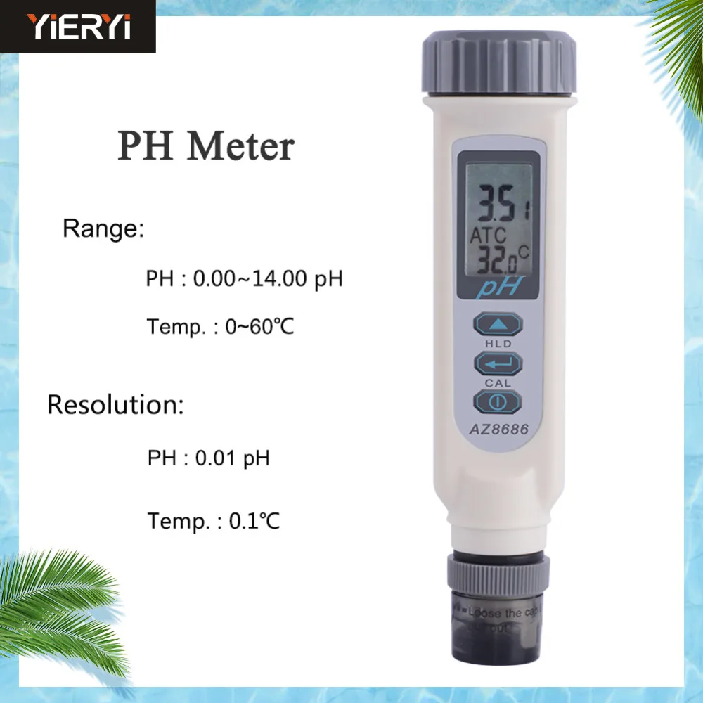 Portable Digital Ph Temperature Tester Pen Type Waterproof Ph Water Tester Temperature + Ph Dual