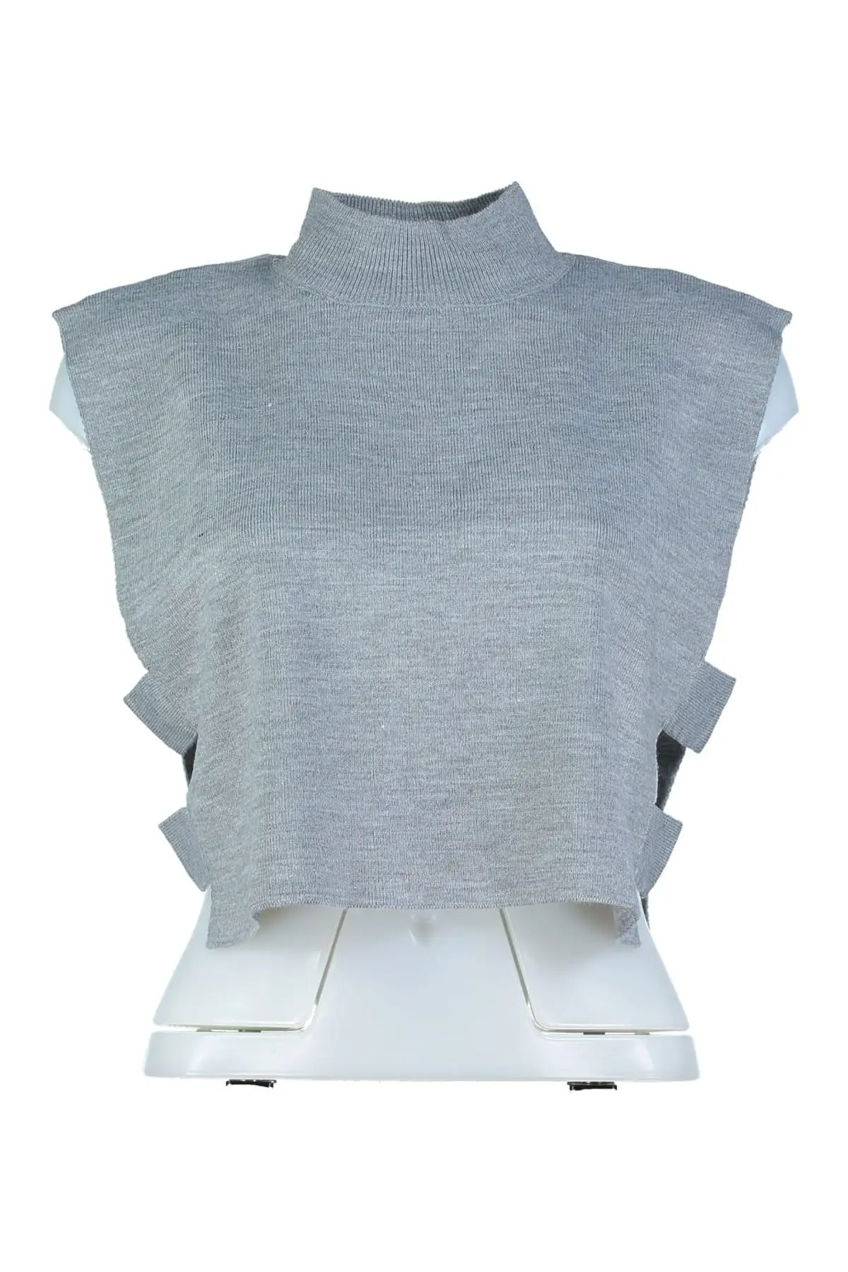 

Trendyol WOMEN-Gray Tape Detailed Knitwear Blouse TWOAW20DU0003
