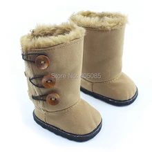 Wholesales Brown Button Style Snow Doll Shoes Boots Clothes For 18 American Girl Handmade