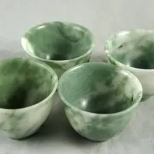 4 шт. натуральный зеленый нефрит чайные наборы ручной шлифовки деликатные чашки