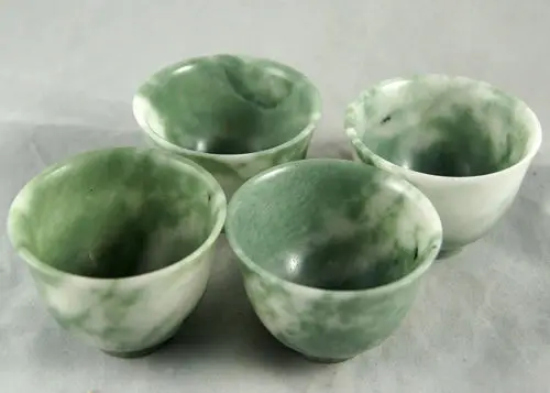 

4Pcs Natural Green Jade Tea Sets Hand grinding Delicate cups