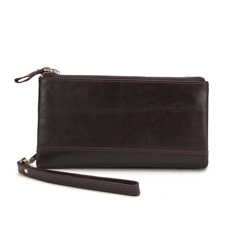 

crazy horse Men Genuine Leather Business Clutch Bag Handbag Men Leather Wallet Male Purse Large Capacity Carteira Masculina