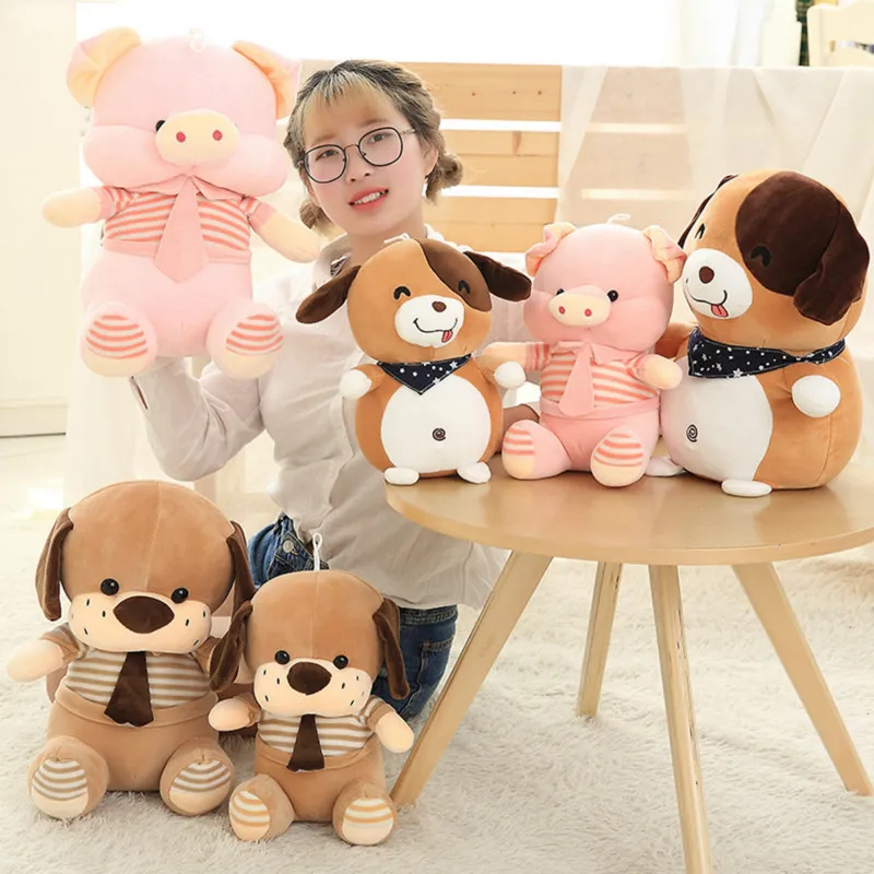 

Creative tie dog and cute pig plush toy stuffed sleeping handsome dog toy girls' gift