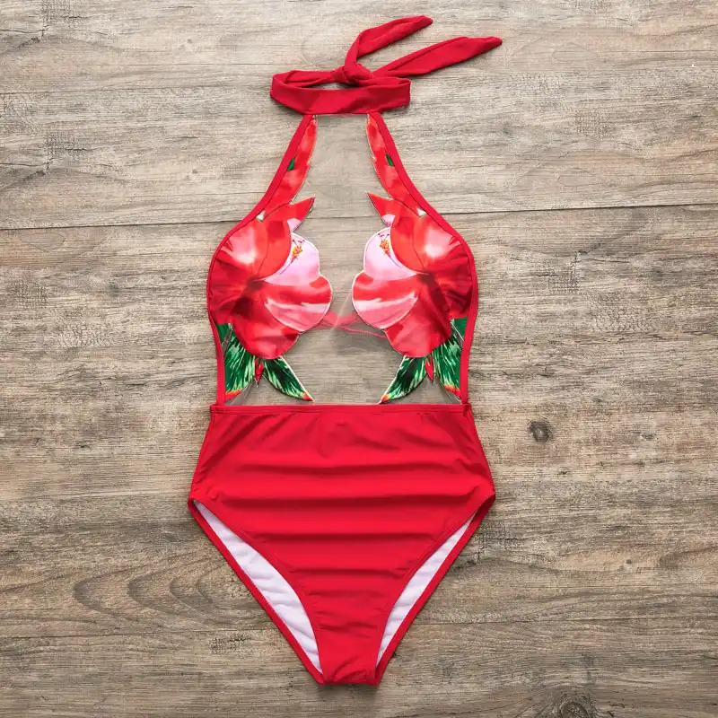 red flower swimsuit