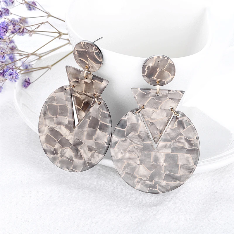 

2019 Earing Aretes New Combination Geometric Acrylic Drop Earring For Women Exaggerate Triangle Wafer Hanging Exquisite Jewelry