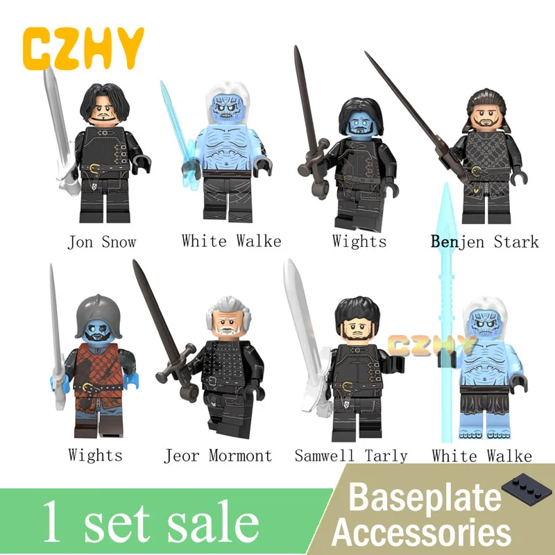 

Game of Thrones Action Figures Jon Snow White Walker Wights Benjen Stark Jeor Building Blocks Toys For Children KT1024