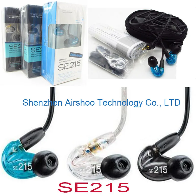 

Factory sell! Brand SE215 Hi-fi stereo Headset Noise Canceling 3.5MM In ear Earphones Separate Cable headphones with Box