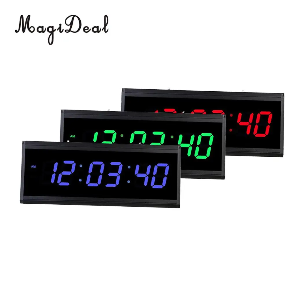 18'' Extra Large LED Screen Clock 24H Time Indoor Projection Clocks Displaying EU Plug in Red/Blue/Green