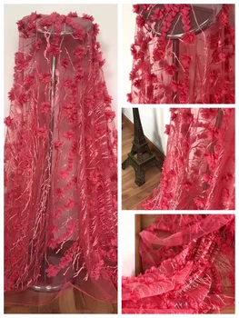 

5 yards 2020 new style French bridal lace fabric for haute couture dress, mesh embroidery lace fabric with flowers,