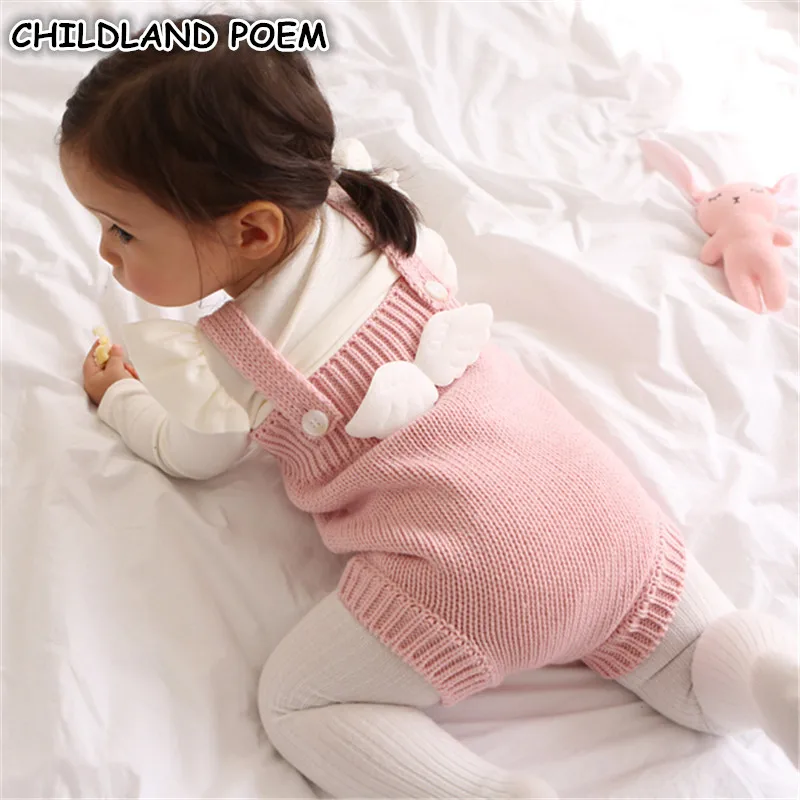 Spring Baby Clothes Angel Wing Newborn Baby Romper Knitted Baby Boys