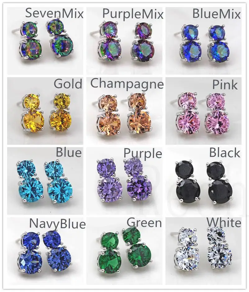 

New Cute Luxury Stud Earrings for Women Gouard Shape Earring With Round Rainbow Zircon Trendy Jewelry for Party Wedding Gift