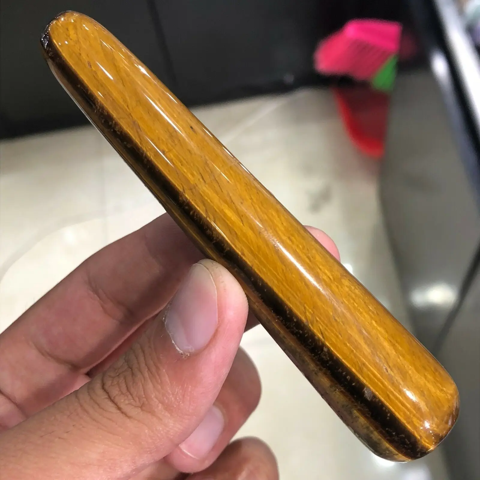 

Natural Tiger Eye Crystal Quartz Massage Wand Face Full Body Point Stick Healing Reiki Stone Gua Sha Scraping Pleasure Massager