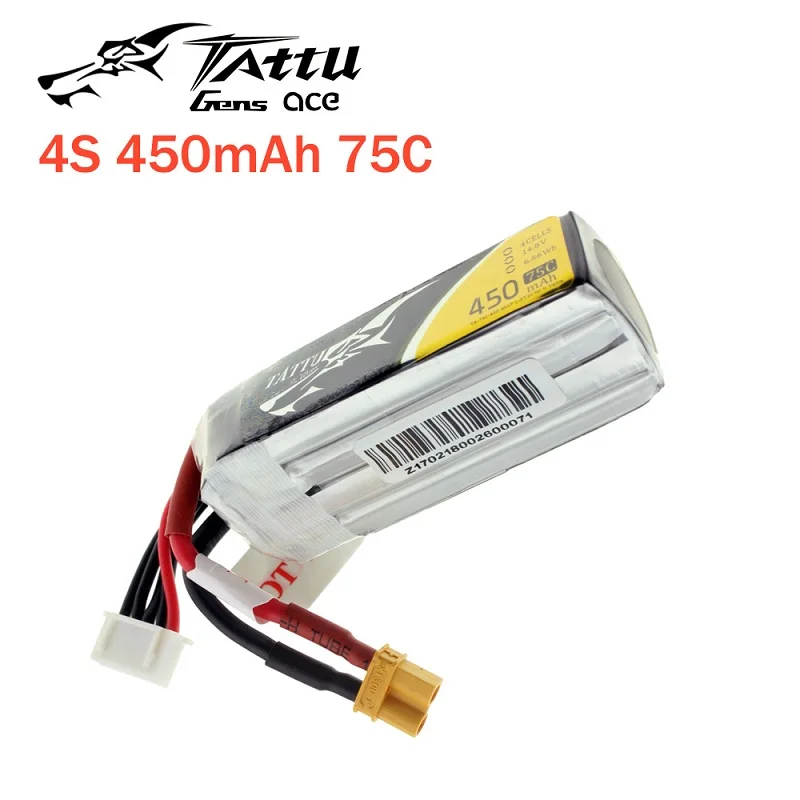 Литий-полимерный аккумулятор tattu 2S 3S 4S 450mAh 850mAh 45C 75C XT30 Plug Violence литий-полимерный аккумулятор для квадрокоптера FPV Racing Drone - Цвет: 4S 450mah 75c