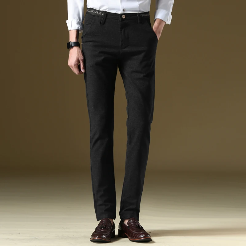 High quality men's brand business casual pants straight loose ...