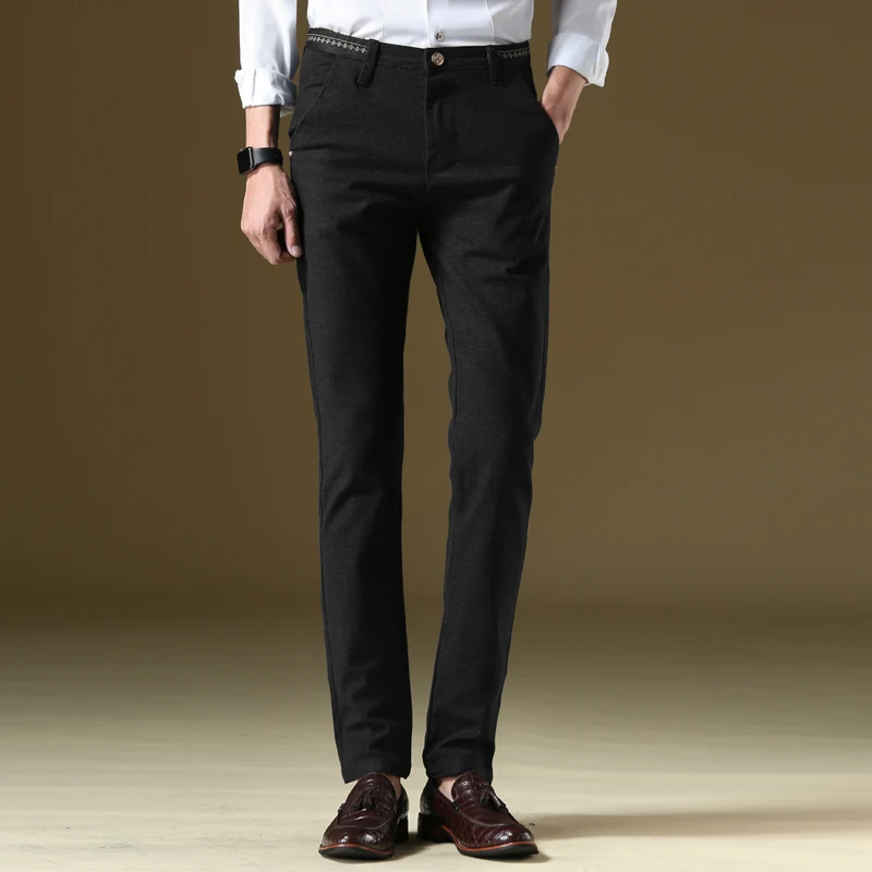 High quality men's brand business casual pants straight loose