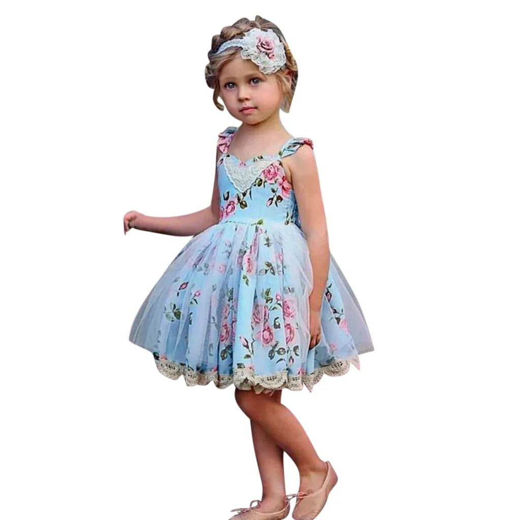 

ARLONEET Kids Girl Dress Flower Lace Tulle Princess Party Pageant Wedding Dresses for 18 to 5 years girl baby dress summer