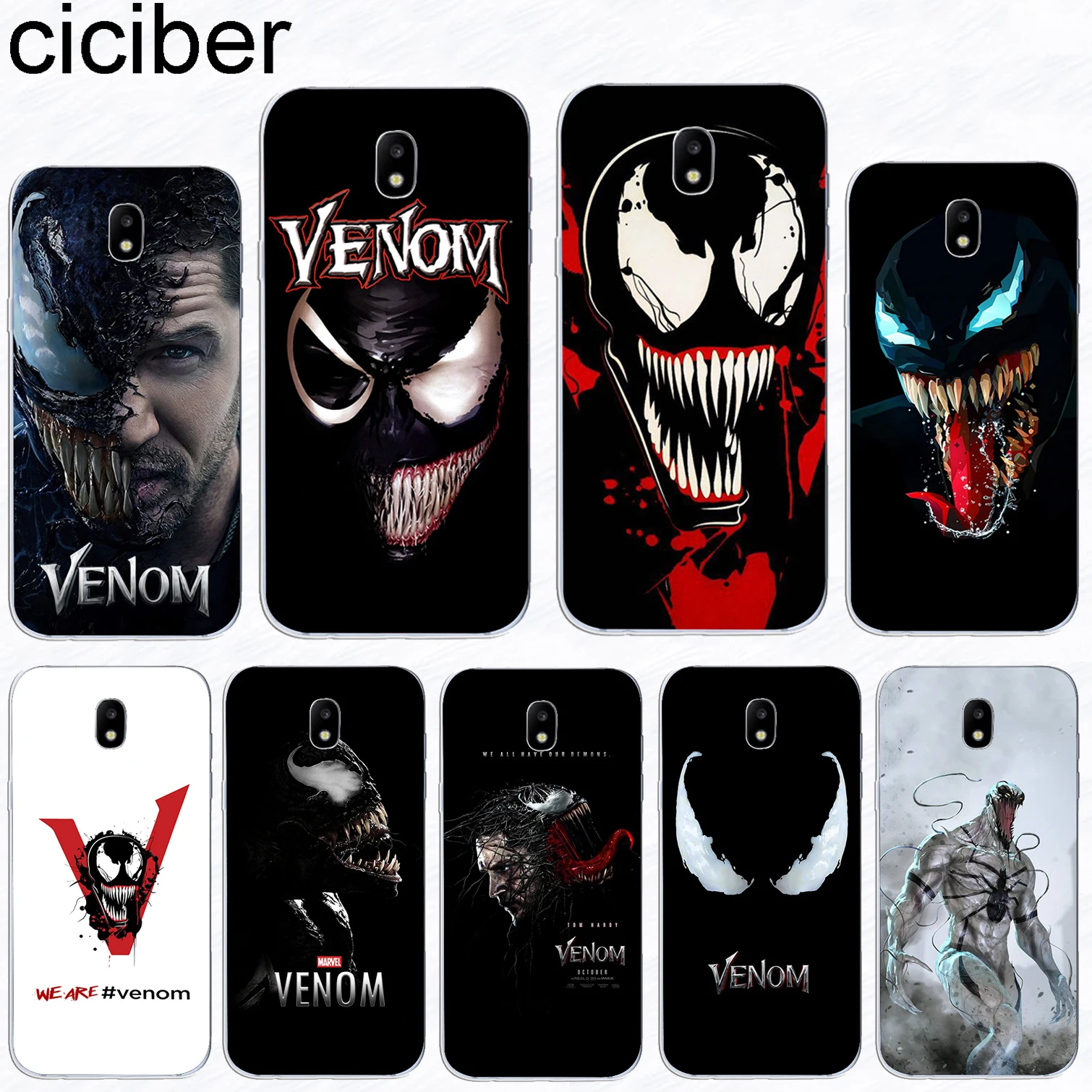 

ciciber For Samsung Galaxy J 5 2 3 4 1 6 7 8 Pro Core Prime mini plus 2016 2017 2018 Soft Phone Case Villain Marvel Venom Fundas