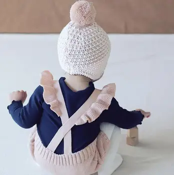 

Fashion 2017 Baby Rompers Knit Flying Sleeve Solid Color Kids Girl Princess Jumpsuits