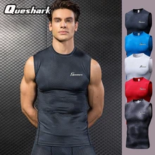 Queshark, профессиональная Мужская компрессионная майка, быстросохнущая футболка без рукавов для бега, фитнеса, тренировки, спортивная одежда, топ со змеиным принтом