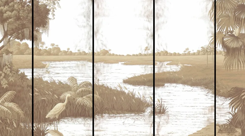 

Elegant western paintings Hand-painted silk wallpaper painting scenery wallcovering many patterns and background optional
