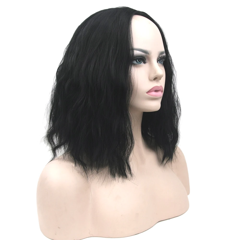 Soowee 3 Styles Black Color Kinky Straight Short Wigs Synthetic Hair