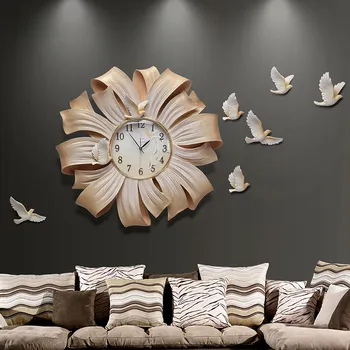 

European Resin Decorative Clock Wall Hanging Crafts Decoration Livingroom Bedroom Squartz Clock Wall Sticker Mural Ornaments Art