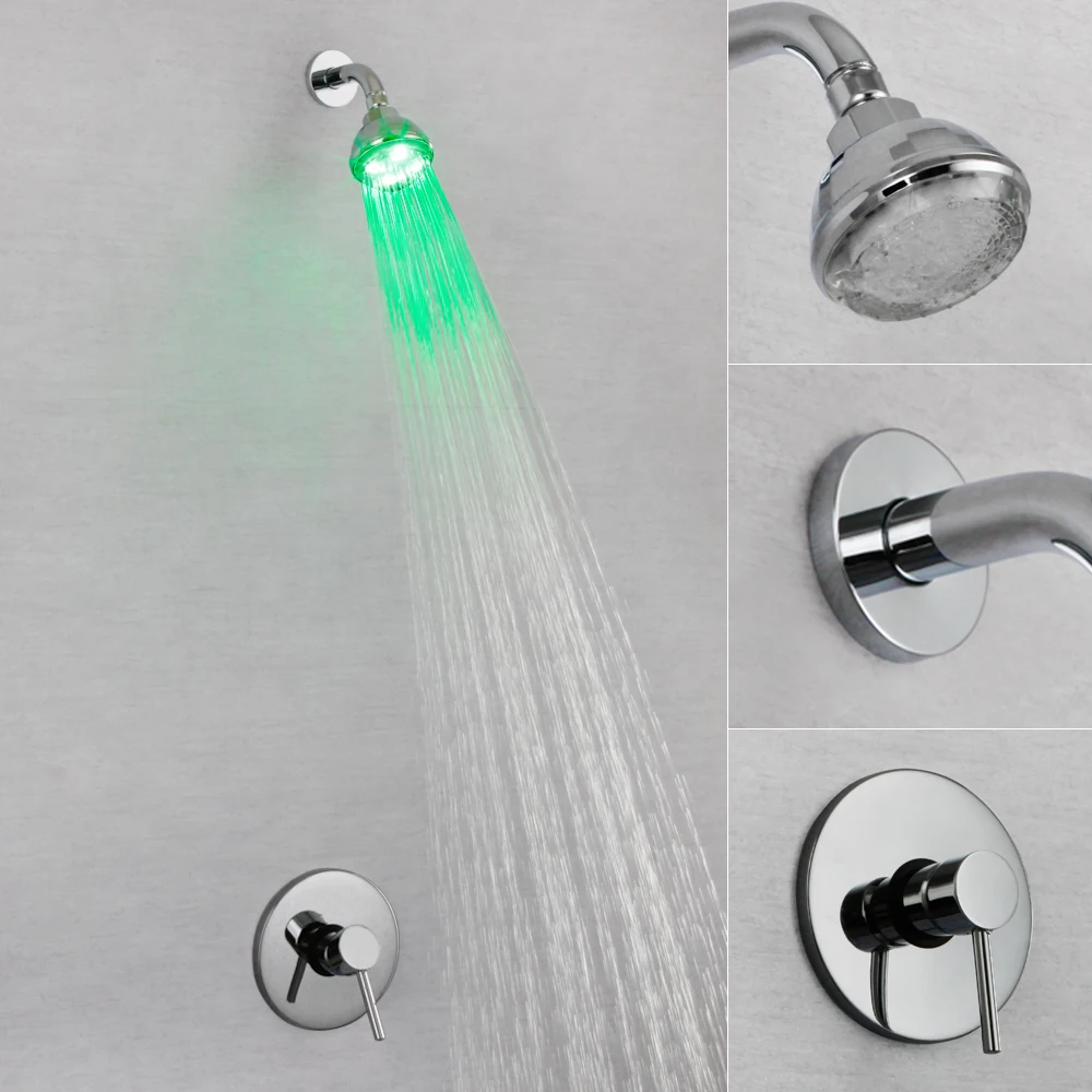 Modern Mixer Faucet Color Changing Shower Set with LED lightin Shower