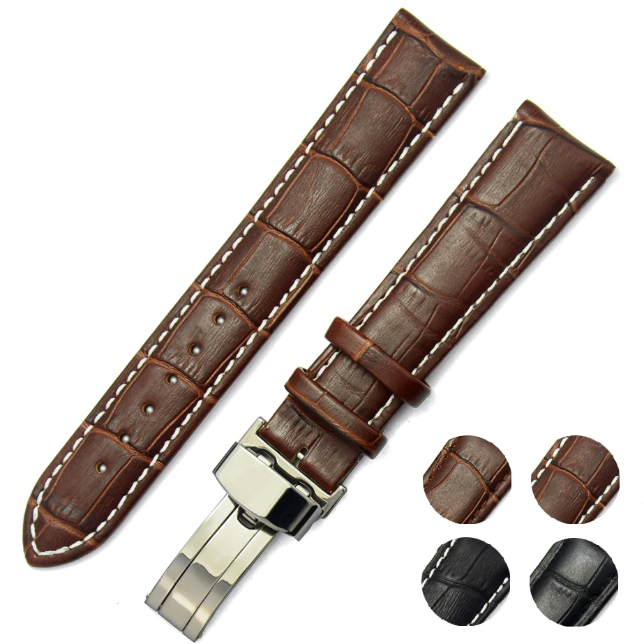 Leather 100 Watch Band Strap Brown Genuine Woman Ladies