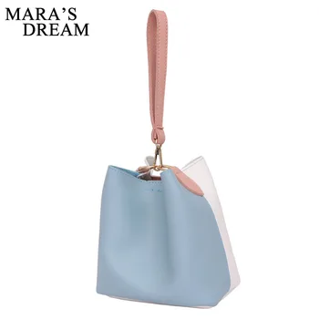 

Mara's Dream 2018 Bucket Bags Women Handbags Pu Leather Hasp Patchwork Candy Color Candy Crossbody Shoulder Messenger Bags