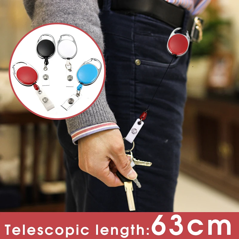 

10PCS Retractable Pull Key Ring ID Card Badge Holder Recoil Reel Belt Clip Recoil Keychain Tool School Office