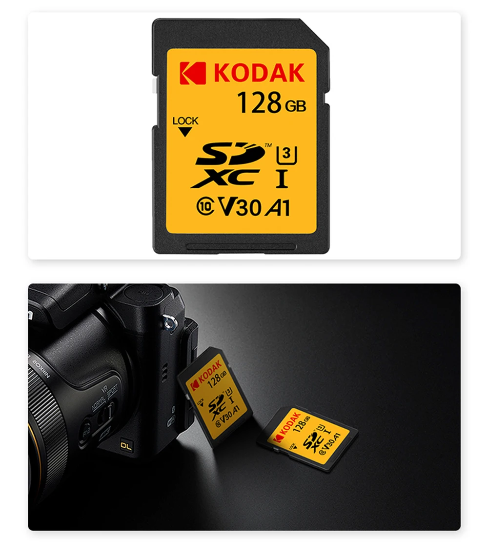 Sd-карта Kodak 64 Гб карта памяти 128 ГБ SDXC U3/U1 V30/V90 carte sd для sony Canon Nikon micro SLR цифровая камера cartao de memoria