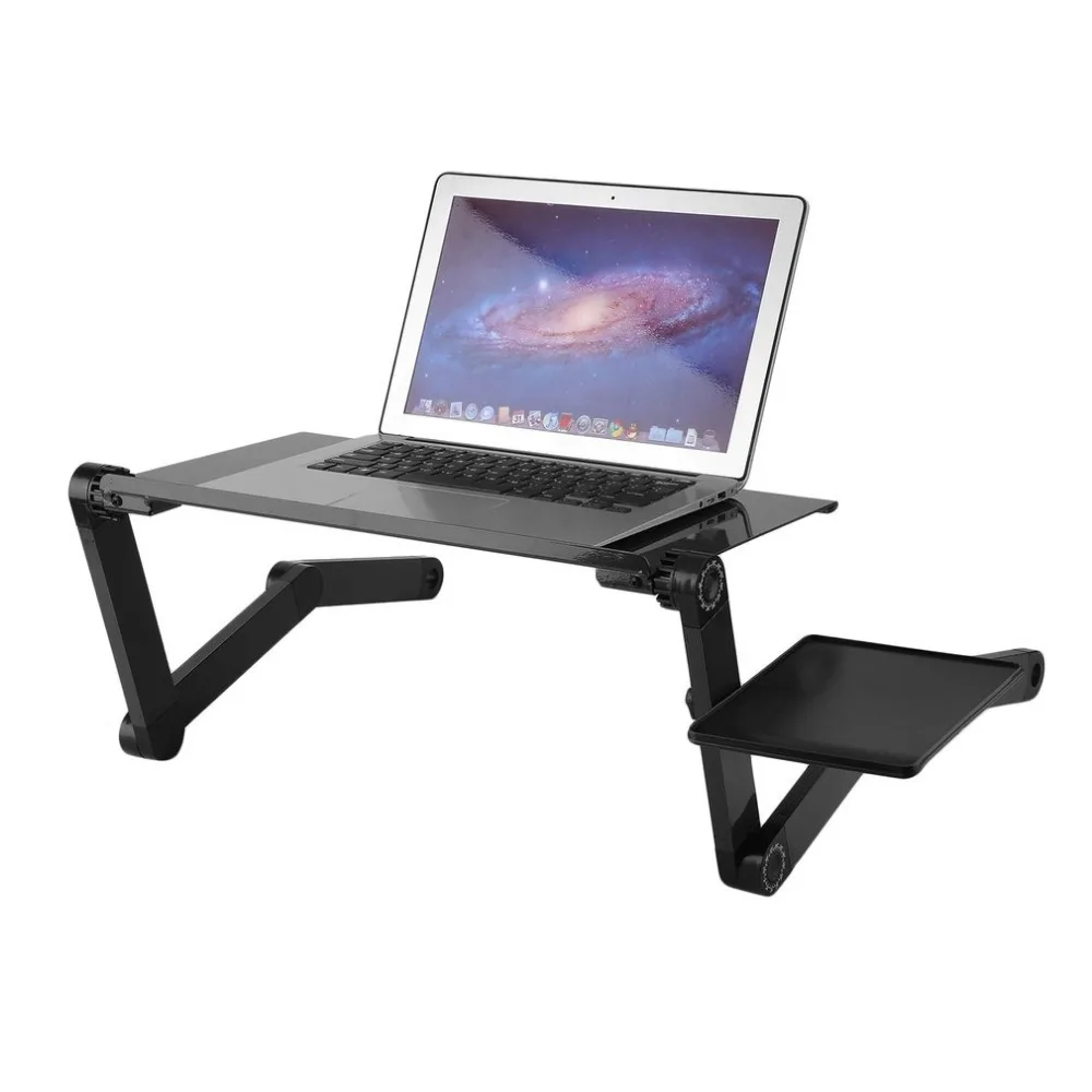 Portable Adjustable Laptop Desk Folding Computer Table Tray With Mouse Holder Notebook Standing With Cooling Fans