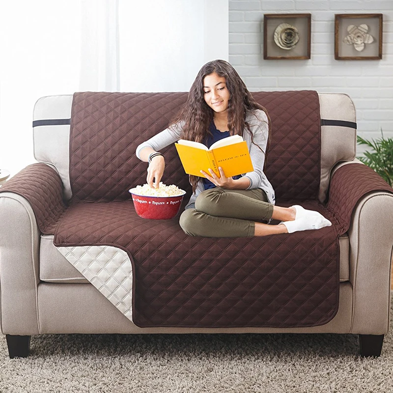 

Couch coat Original Reversible Couch Slipcover Furniture Protector Elastic Strap Machine Washable Cover Perfect for Pets and Kid