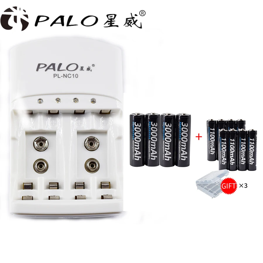 Vente Palo 4 pièces AA et 8 pièces AAA chargeur de batterie C801N Électrique De Charge Pour AA AAA 9 v (6F22) ni MH 9.5 heures hors tension de sortie 2.4 8.5 V