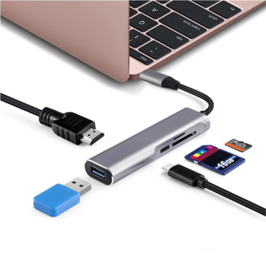 5 in1 Multi-Port Adapter interface Converter Type-C USB 3.0 4K HDMI SD/TF Ports for Apple Macbook Pro 5 in1 Multi-Port Adapter interface Converter Type-C USB 3.0 4K HDMI SD/TF Ports for Apple Macbook Pro