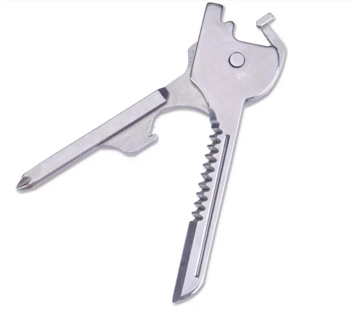 

6 In 1 Stainless Steel EDC Tool Multi Tool Keychain Utiliity Camping Swiss Pocket Survival Tool Multi-function Key Outdoor Tools