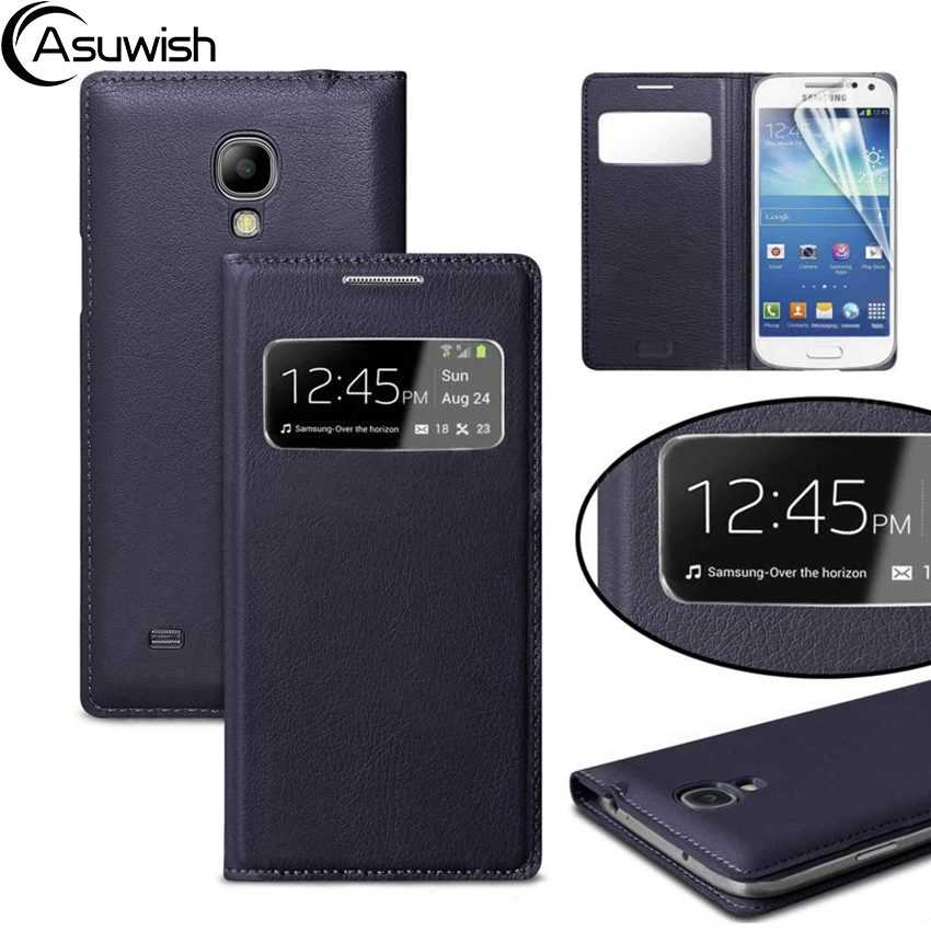 

For Samsung Galaxy S4 Mini I9190 Smart S-view S View Sleep Function Original Flip Leather Back Cover Battery Case Holster