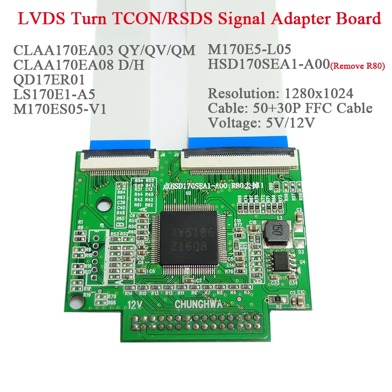 Плата адаптера преобразования сигнала TCON/RSDS 30 + 50P FFC LVDS ДЛЯ CLAA170EA03 QY/QV/QM LS170E1 A5