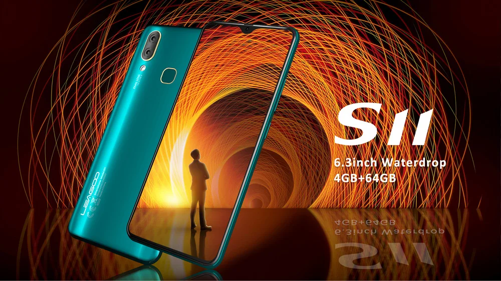 LEAGOO S11, 4 Гб ОЗУ, 64 Гб ПЗУ, четыре ядра, Android 9,0, 4G, мобильный телефон, 6,3 дюймов, экран капли воды, 13 МП, 3300 мАч, смартфон с отпечатком пальца