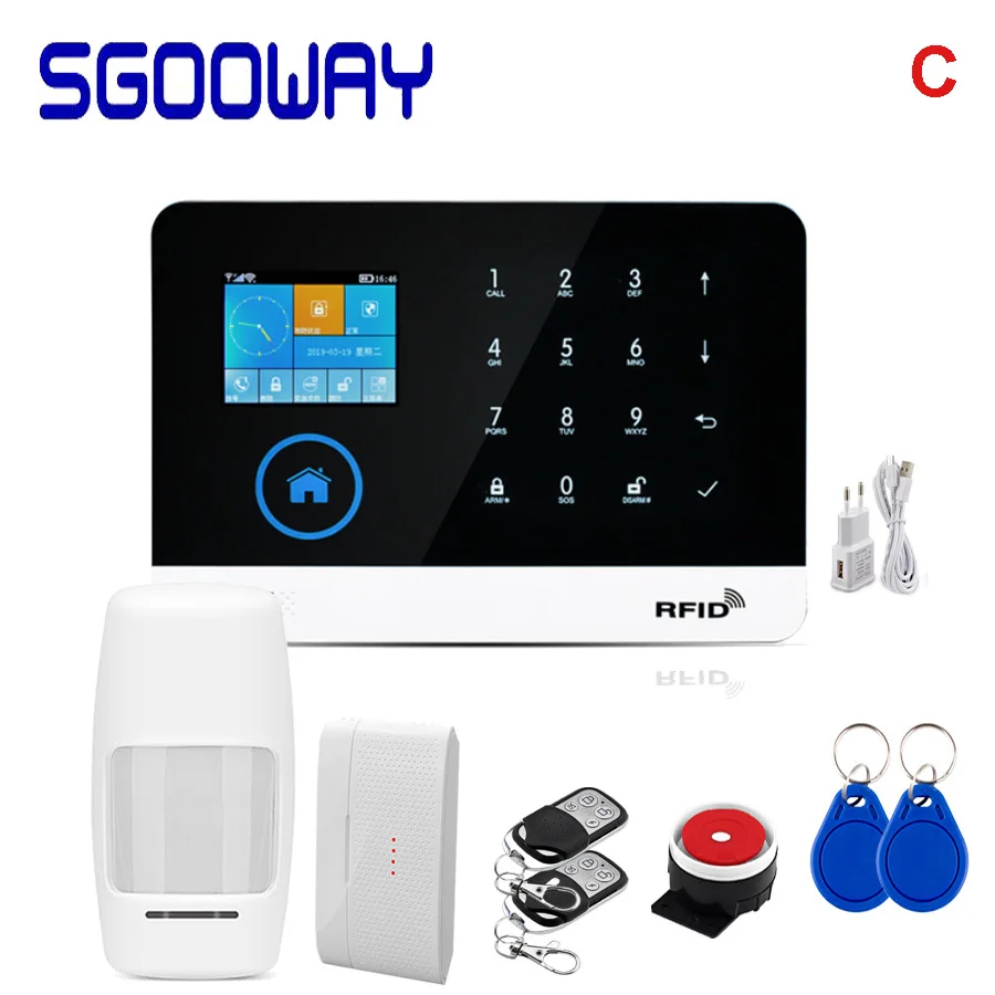 Sgooway завод wifi GSM GPRS беспроводная домашняя охранная сигнализация интегрированная с wifi IP камера - Цвет: Set C