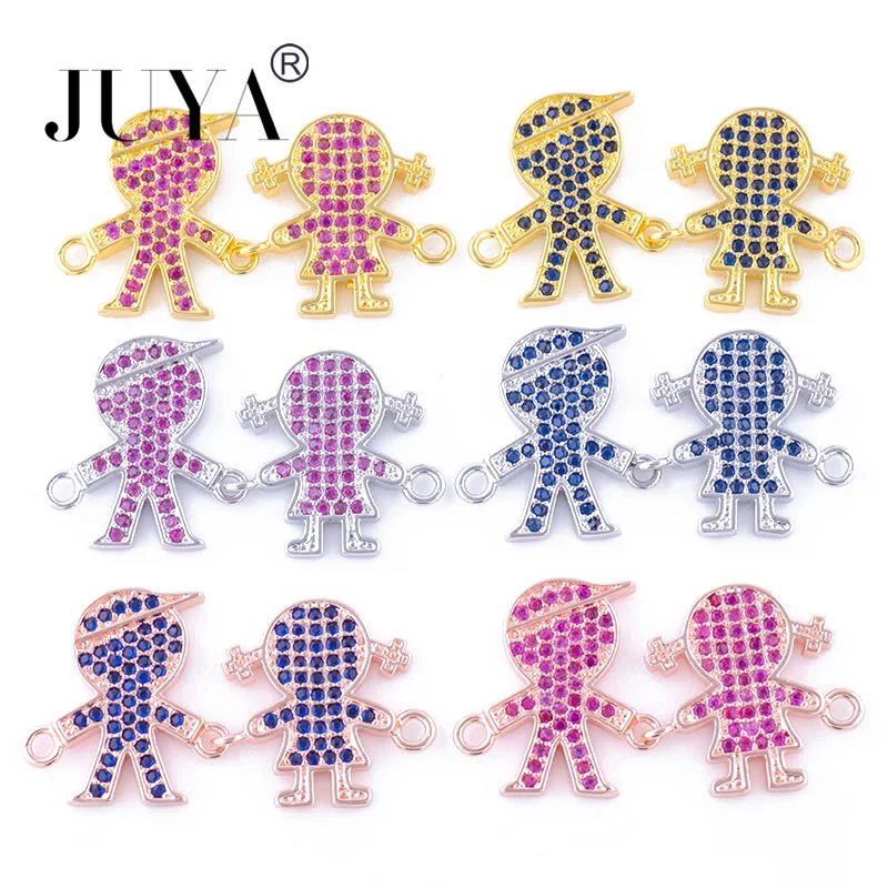 

Fashion Coloured Zircon Kids Boy Girls Kawaii Charm Pendant Connectors For Bracelets Making Popular Jewelry Findings Accessory