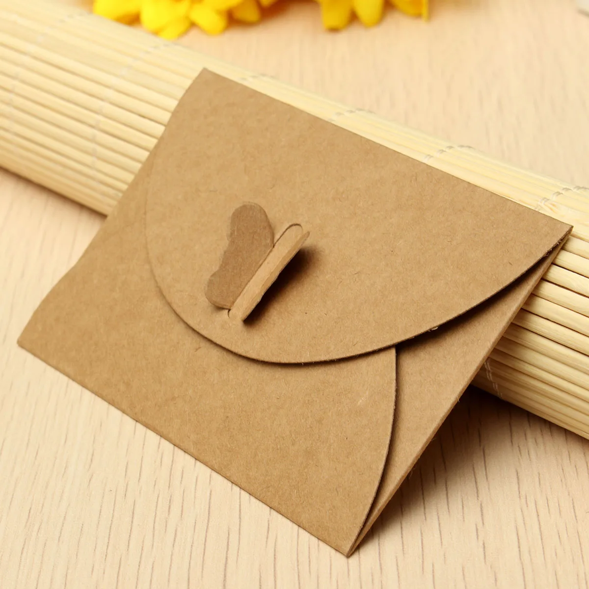 100 шт мини цветные бумажные конверты с бабочкой DIY ретро пустой пригласительный конверт для свадебной вечеринки поздравительная открытка - Цвет: Kraft