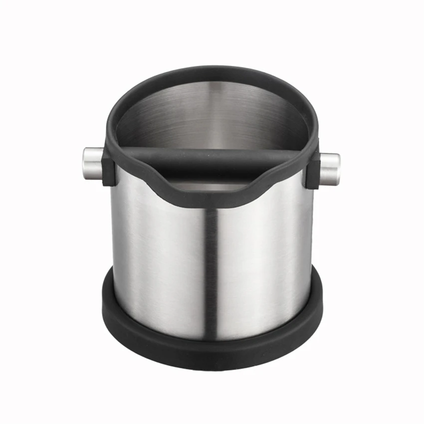 

Stainless Steel Espresso Knock Box Anti slip Coffee Grind Dump Bin Waste Bin with Detachable Knock Bar for Barista