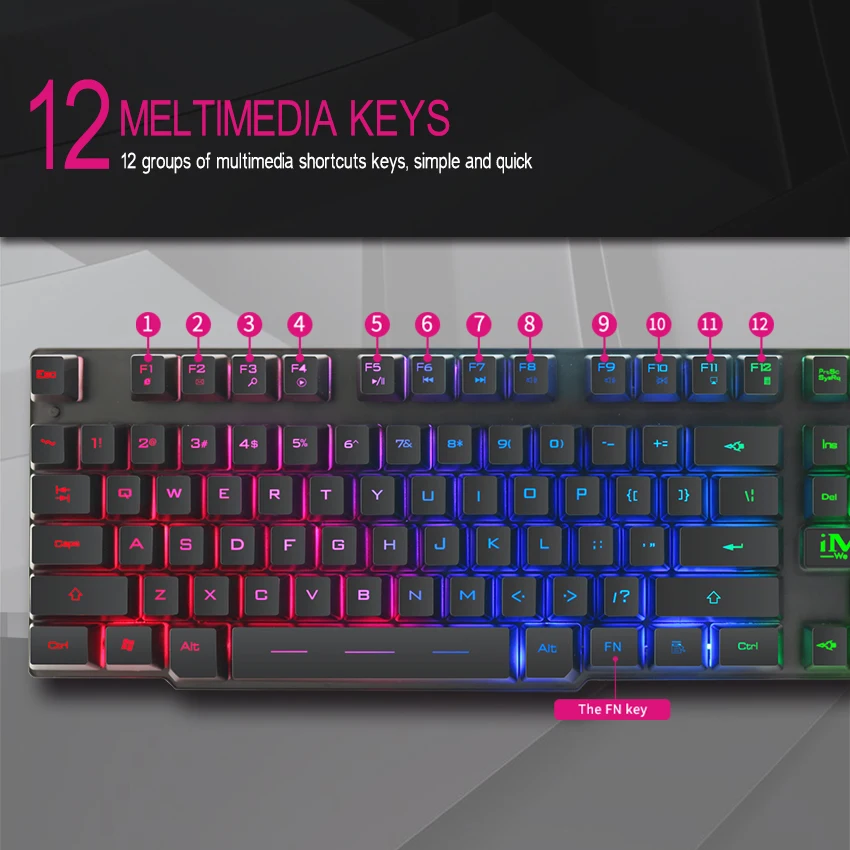 iMice Gaming Keyboard Mechanical Feeling 104 Keys RGB Backlit Keyboard Computer Gamer Keyboard for