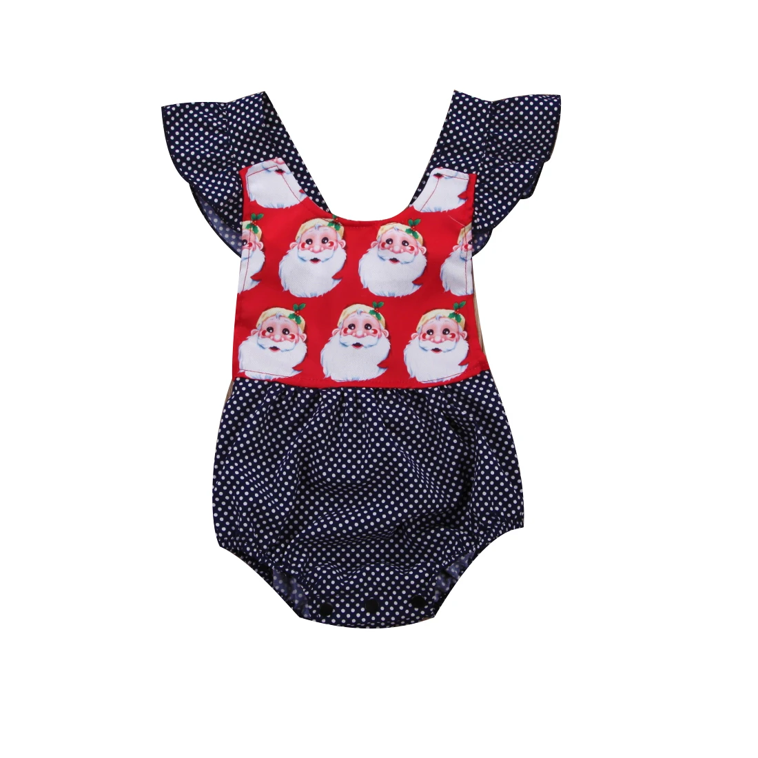 Baby Christmas Bodysuits Newborn Baby Girl Santa Claus Backless Ruffles