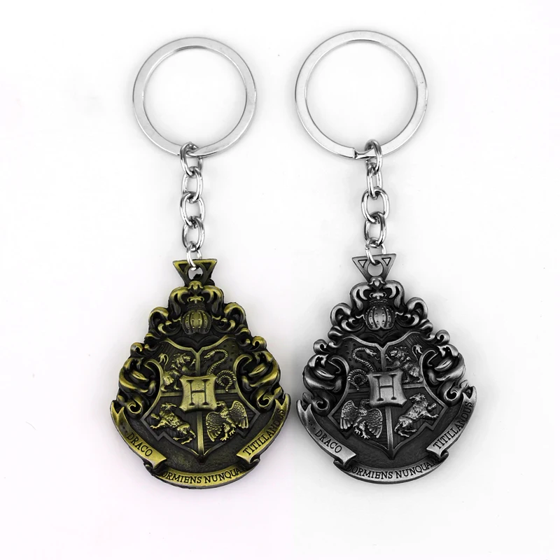 

MQCHUN Movie HP Keychains Hogwarts Wizarding School Badge Key Chain Key Ring -50
